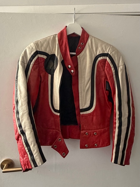 unk Jackets & Blazers - One of a kind Red, White and Black Vintage Racing Moto Leather Jacket